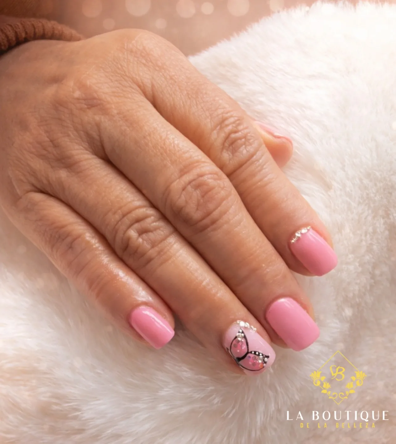 Pink with crystals